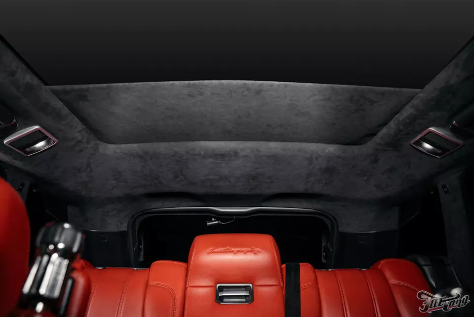 Range Rover Sport. Перетяжка потолка, стоек и шторки панорамы Fat-Tony